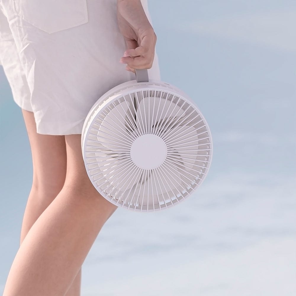 Telescopic portable fan with integrated portable battery