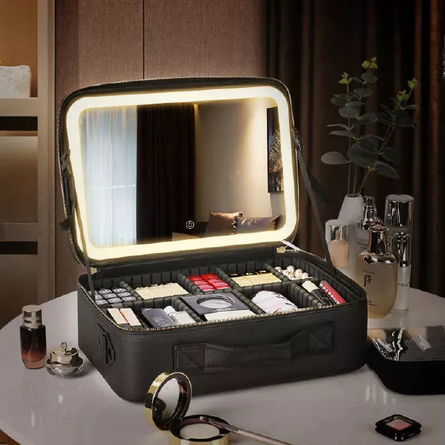 LED spejl makeup taske